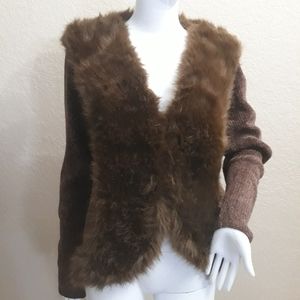 Lisa International Sweater with faux fur trim
